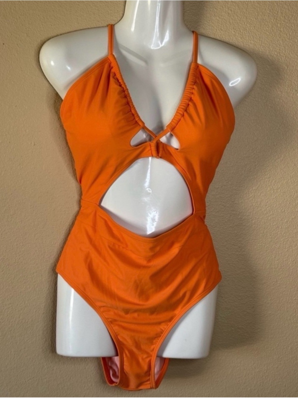 CUPSHE Bright Orange One-Piece Cutout Swimsuit